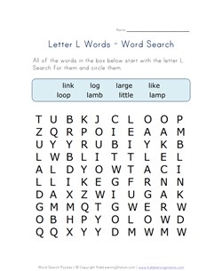 letter l word search