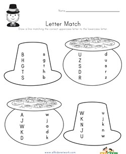 St. Patrick's Day Letter Matching Worksheet