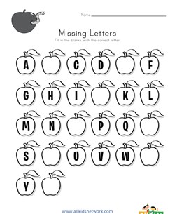 Apple Missing Letters Worksheet