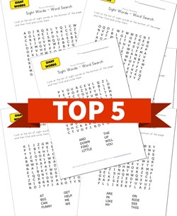 Top 5 Sight Words Word Search Printable Activities