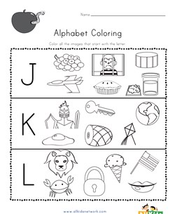 Letters J, K and L Coloring Worksheet