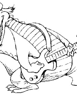 dragon playing guitar coloring page