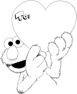 elmo valentine coloring page
