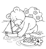 teddy bear boat coloring page