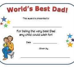 World's Best Dad Certificate