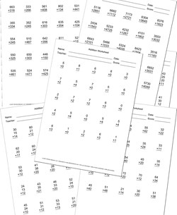 Up to 4 Digits No Regrouping Addition Worksheets