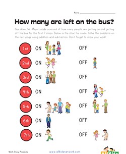 Bus Driver Story Problems Worksheet