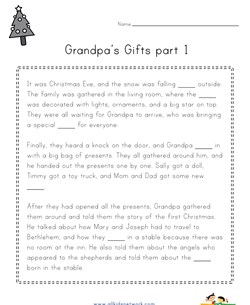 Grandpa’s Gifts Cloze Reading