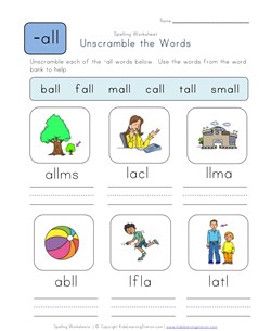 Unscramble -all Words worksheet