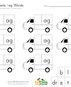 Word Family Cut and Paste -ag Words