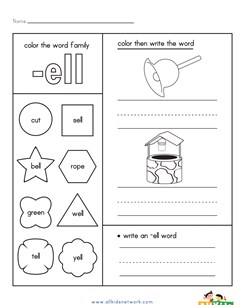 -ell Word Family Worksheet