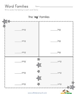 Word Family Groups Worksheet (-ng families)