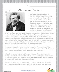 Alexandre Dumas Reading Comprehension