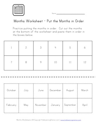 months worksheet
