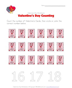 valentines day worksheet counting eighteen