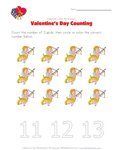 valentines day worksheet counting twelve