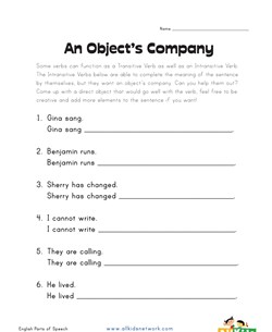 transitive intransitive verbs and objects