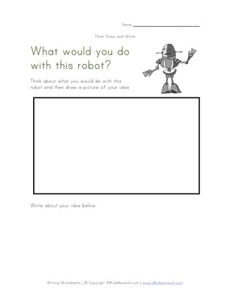robot writing worksheet